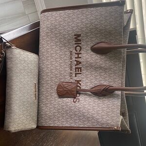 Michael Kors Tan and Brown Tote Bag